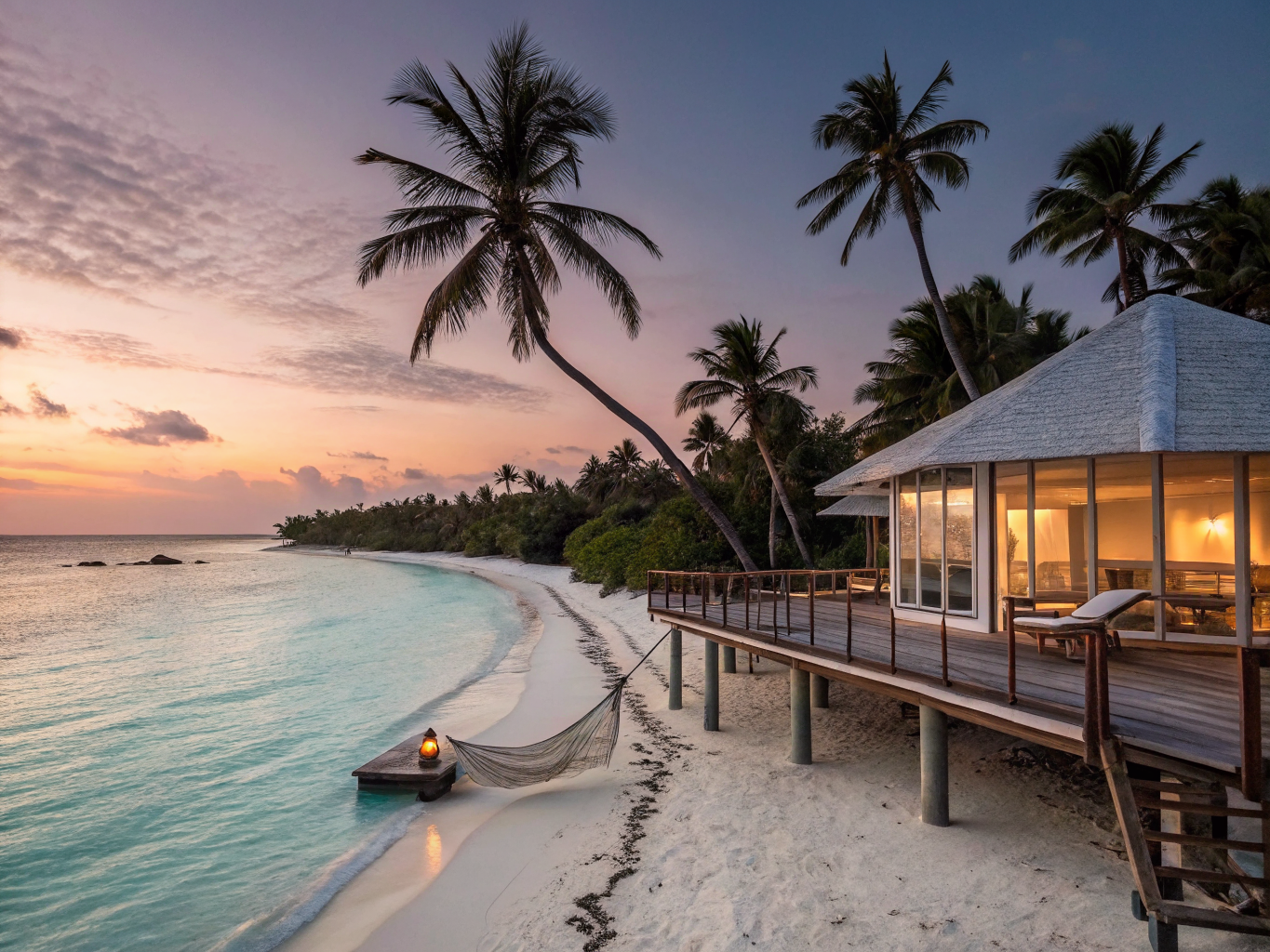 Luxury resort view on a remote tropical island